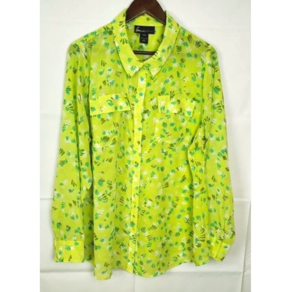 Lane Bryant Tops - Lane Bryant Sheer Button Down Print Blouse